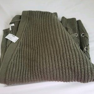 Plus Size Green Lace Up Side Open Front Cardigan - Size 4X